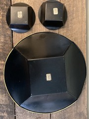 Vintage Pennsylvania Dutch Folk Art Toleware Bowl and Candle Holders~1940s
