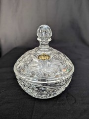 1970’s Zajecar Yugoslavia 24% Lead Crystal Bowl with Lid Candy Holder Vintage