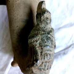 300 BC Ancient Roman Terracotta Drinking Rhyton Ceramic Artifact Intact Pottery