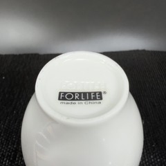 For Life Forlife White Stoneware Ceramic Footed Cups Tumblers Mugs Set 2 Marked