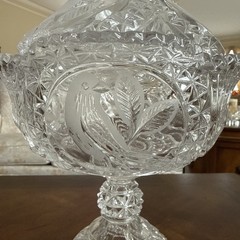 VINTAGE BLEIKRISTALL/HOFBAUER GERMANY LEAD CRYSTAL BYRD’S COLLECTION CANDY DISH