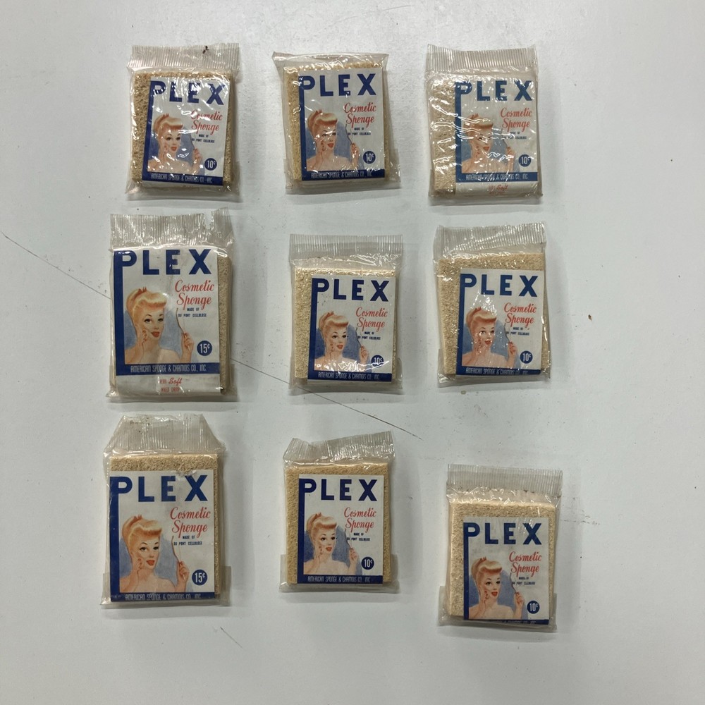 Vintage Mid-Century Plex Cosmetic Sponges in Original Packaging Lot