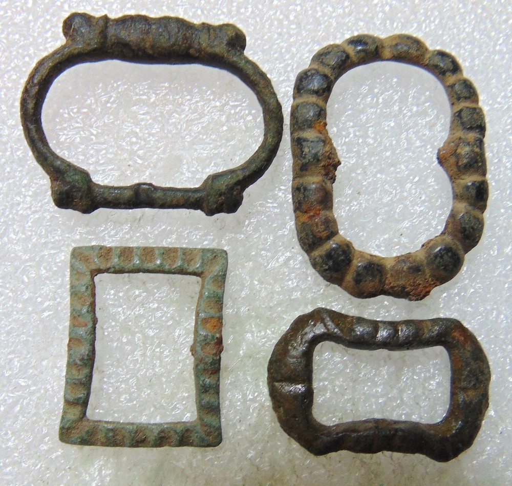 4 Medieval to Early Georgian Bronze Buckles (Metal Detector Finds)
