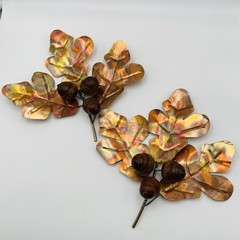 HOMCO Oak Leaves with 3 Wood Acorns Copper Tone Home Interiors MCM Fall Lot