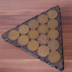 Vintage British Penny Coin Coaster Tray – Pre-Decimal 1930s 1940s Treen