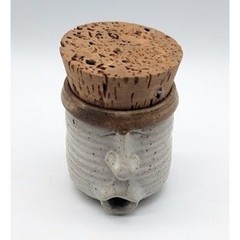 Vtg Studio Pottery Face Pencil Sharpener 3.5″ Speckled Stoneware Handmade Unique