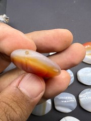 Lot Of 10 Sulemani Ancient Agate Black Dark Grey Creamy Agate Beads Top Patina