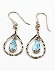Roman Glass Silver925 Earrings Ancient Authentic 200 BC Fragment Bluish Patina