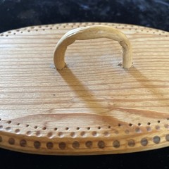 Vintage Norwegian Tine Box Wood Folk Art Scandinavian small 9×6 Signed UN 1987