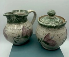 Original ❤️ Parsley Artisan Pottery Magnolia￼Creamer & Sugar