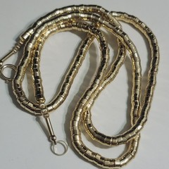 48″ Brutalist Articulated Necklace Modernist Gold Metal Snake Coil Necklace