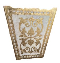 Vintage 1940s Italian Florentine Gold Gilt Neoclassical Wastebasket & Tissue Box