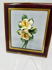 VTG Capodimonte Porcelain 3D Flowers Framed Made in Italy Signed Carlo Lowastano
