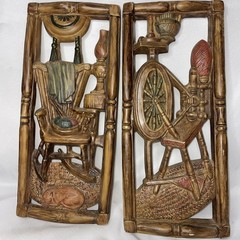 2 Vintage Burwood Studio Resin? Plaster Wall Art Decor 17×7.5