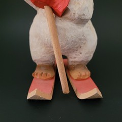 Vintage Henning Troll Standing on Skis Hand Carved in Norway 7 1/2″
