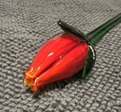 NEW! Vintage Hand Blown Glass Art Rose Bud Flower Long Stem 20 “