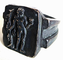 300 BC Ancient Greek Silver Ring Dionysus god of wine-making orchards, fertility