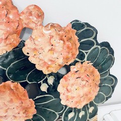 French Cottage Vtg Handpainted Toleware Metal Botanical Floral Basket Wall 16”