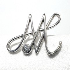 ALLNIQUE Diamond Hexagon Brooch Silver 0.05ct S Condition
