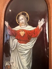 Jesus Christ, Antique Limoges Enamel on Copper, A. Soustre Signed 19th Century