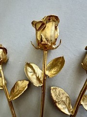 Three Steven Singer 24kt Gold Plated Rose Flowers NEW LOWER PRICE!