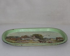 Old Plate Serving Litho Print Village Scenery Tray Vintage Wall Décor 10478