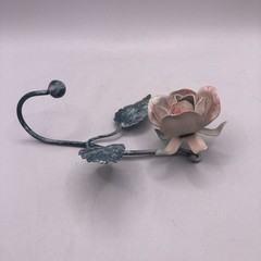 VTG 1980s Italian Tole Rose Wall Hook Made in Italy Painted Metal Floral Hook