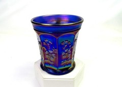 Northwood Signed Carnival Glass Blue Singing Birds Smooth 3 1/2″ Mug 1912-1915