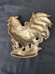 RARE Vintage Cast Aluminum Rooster Wall Plaques Country Farmhouse Chickens
