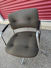 💙Steelcase Chrome Swivel Chair Vintage 4 Castor Charles Pollock Style Armchair