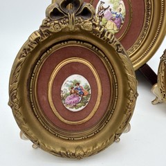 Set of 3 B&S Creations New York Porcelain Cameo Courting Couples In Gold Frames