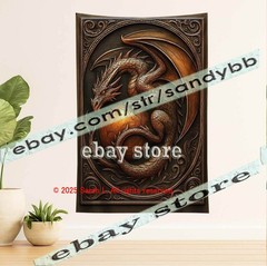 Golden Dragon Relief Tapestry 3D look Wall Art mythic 39X59 in