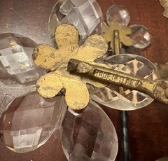 Vintage Metal Toleware Made In Italy Glass Crystal Petals Flowers Wall Hooks