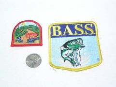 Vintage Bass Fishing Camping Patch Sew On Lot of 2 DR