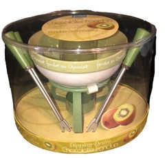 NEW JOE Dipping Desire Chocolate FONDUE Ceramic Bowl Forks Metal Burner Fun