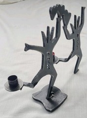 Vintage Original Ivan McLean Cut Steel Metal Sculpture Candle Holder Heart 1998