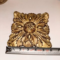 set of 3 Ornate Square Relief Medallion Wall Plaques Mold Brown Finish Heavy 6″