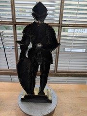 Medieval Knight Cast Metal Decor VTG Japan