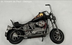 Vintage Motorcycle Metal Art Handcrafted Black Yellow Flame Great Condition 12″