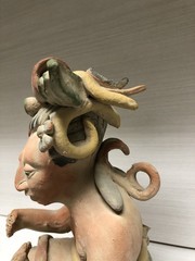Antique Pre-Columbian Maya Mexican Red Clay Terracotta Pottery Figurine 9”