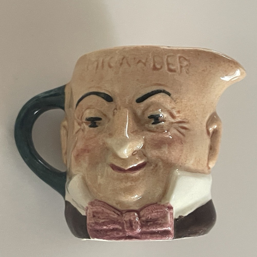 Artone Mini Creamer Double Faced Man Face Toby Pitcher England Micawber Vintage