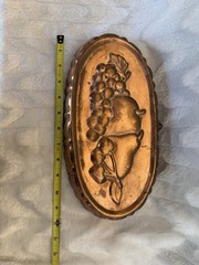 Vintage Copper Mold with Hanger 12 x 6 in Fruit Pattern