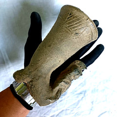 300 BC Ancient Roman Terracotta Drinking Rhyton Ceramic Artifact Intact Pottery