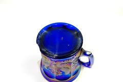 Northwood Signed Carnival Glass Blue Singing Birds Smooth 3 1/2″ Mug 1912-1915