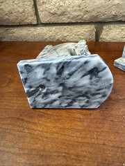 Vintage Pair Carved Stone Marble Horse Head Book Ends Mexico Felt Bottoms