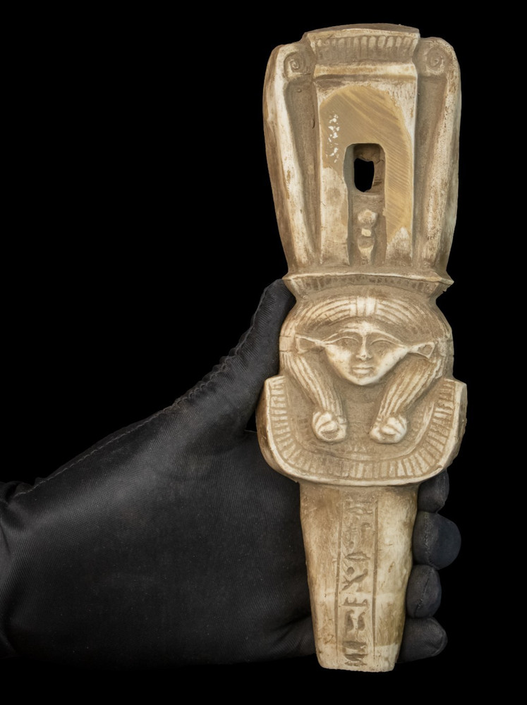 Authentic Ancient Egyptian Antique Egyptian Stone Sistrum Goddess Hathor Rare BC