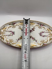 Antique 19th Century French Hand Painted Dresser Tray Gold Trim
