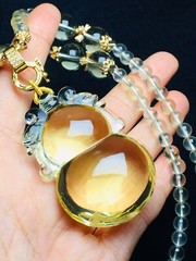 Natural yellow Citrine Quartz Crystal pixiu 貔貅 Pendant 18kAAAAA