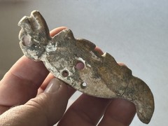 INCREDIBLE PRE-COLUMBIAN JAGUAR EFFIGY SHELL PENDANT/ GORGET, MEXICO, MOTLEY COA
