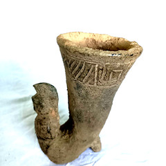 300 BC Ancient Roman Terracotta Drinking Rhyton Ceramic Artifact Intact Pottery